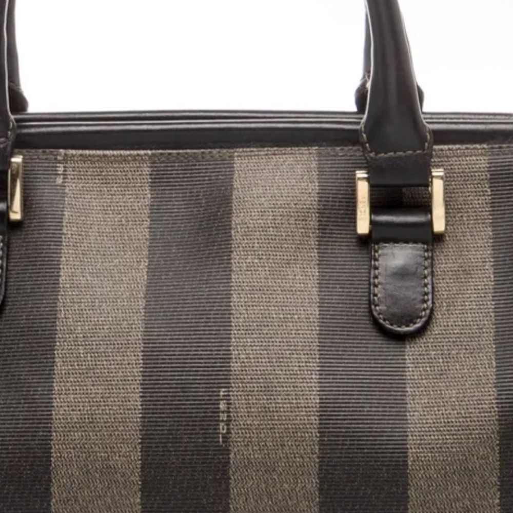 Fendi Vintage Pequin Convertible Boston Bag Coated Canvas Brown Canvas  $4399 - Picture 2 of 5